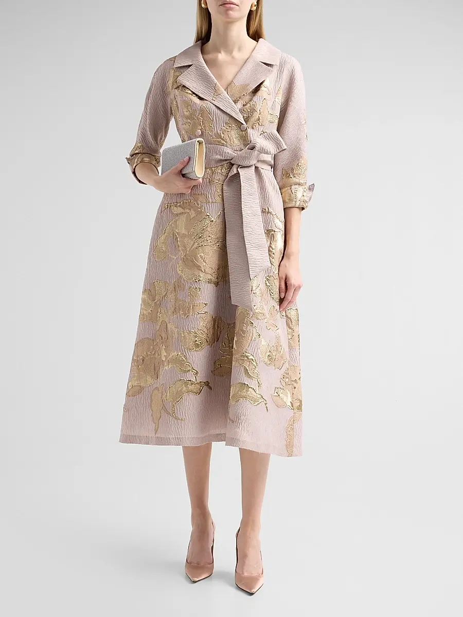 Teri Jon by Rickie Freeman Women's Floral Jacquard A-Line Midi Dress | Thumbnail 2 Teri Jon by Rickie Freeman Women's Floral Jacquard A-Line Midi Dress | Thumbnail 2