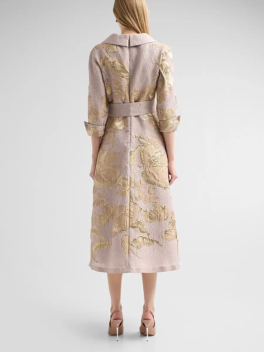 Teri Jon by Rickie Freeman Women's Floral Jacquard A-Line Midi Dress | Thumbnail 3 Teri Jon by Rickie Freeman Women's Floral Jacquard A-Line Midi Dress | Thumbnail 3