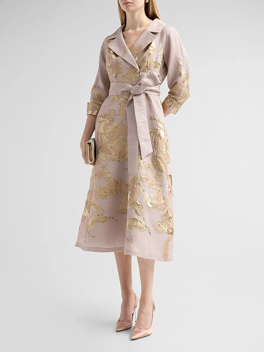 Teri Jon by Rickie Freeman Women's Floral Jacquard A-Line Midi Dress | Thumbnail 4 Teri Jon by Rickie Freeman Women's Floral Jacquard A-Line Midi Dress | Thumbnail 4