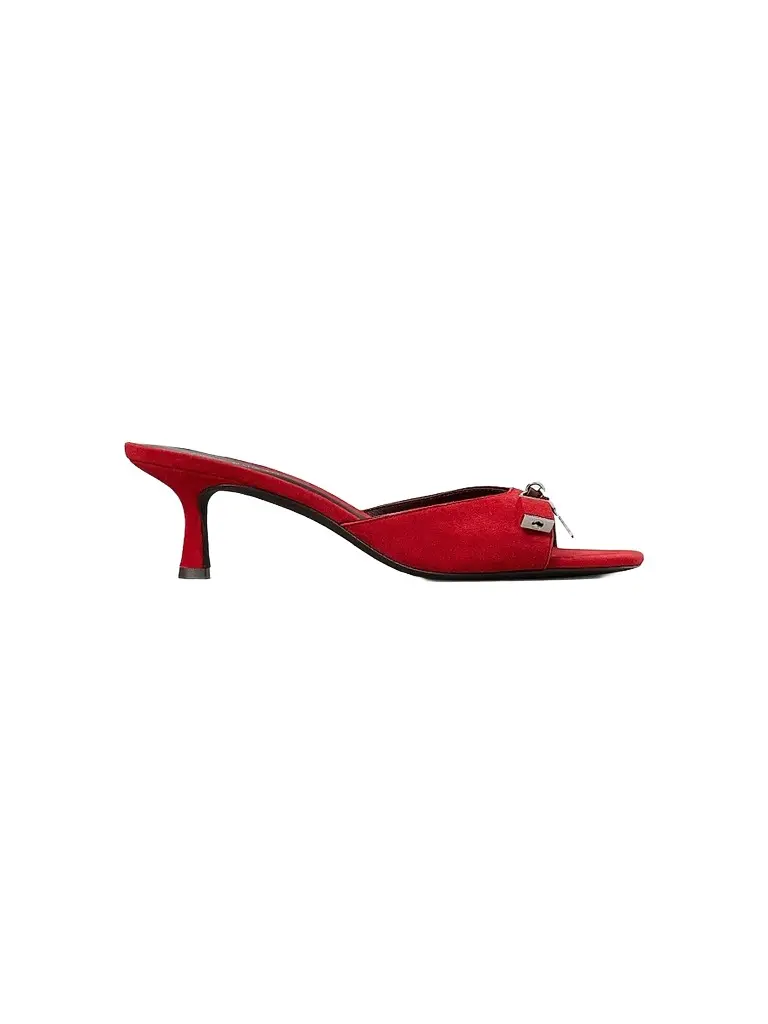 Women's Lock 55MM Suede Kitten-Heel Sandals Women's Lock 55MM Suede Kitten-Heel Sandals