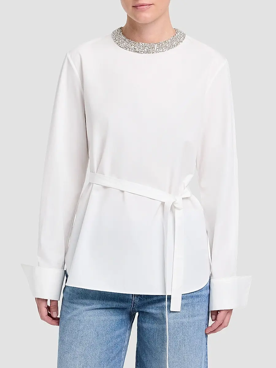 TWP Women's Crystal-Embellished Tie-Waist Top | Thumbnail 4