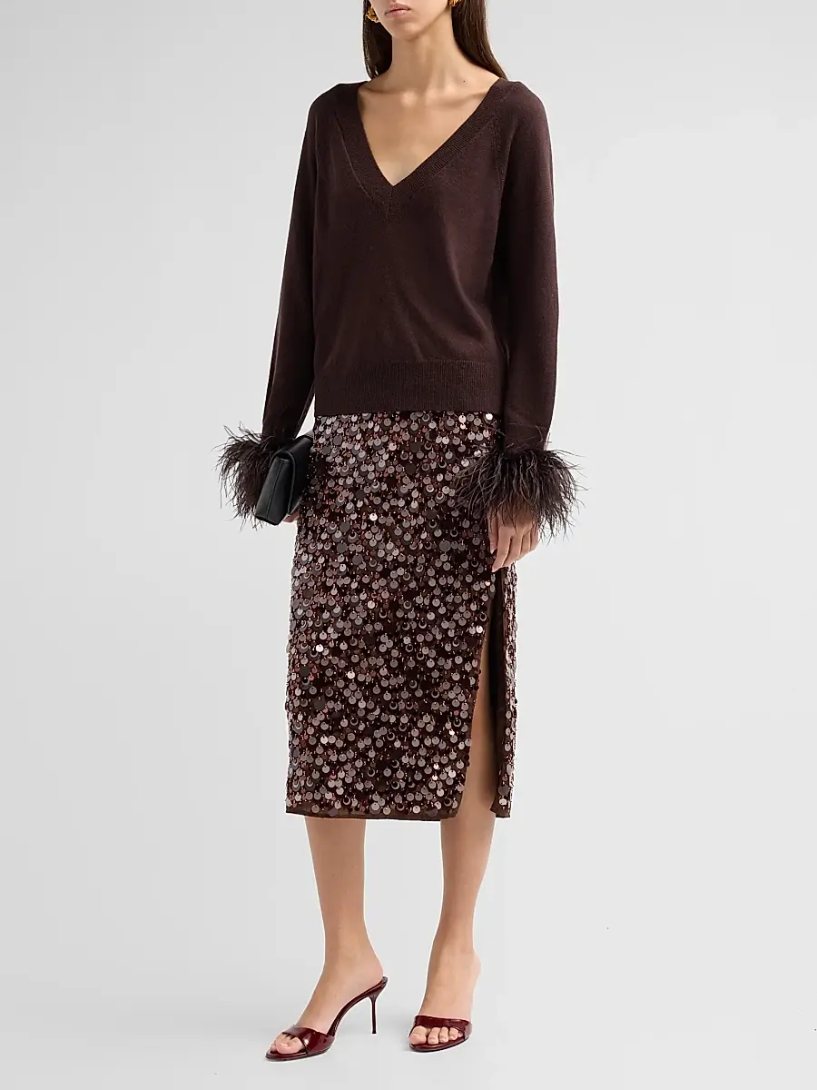 Milly Women's Roxanne Paillette Midi Skirt | Thumbnail 2 Milly Women's Roxanne Paillette Midi Skirt | Thumbnail 2