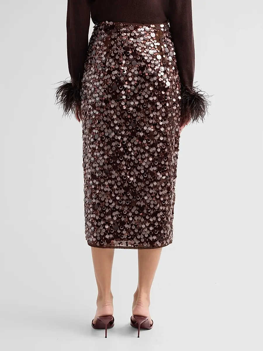 Milly Women's Roxanne Paillette Midi Skirt | Thumbnail 3 Milly Women's Roxanne Paillette Midi Skirt | Thumbnail 3