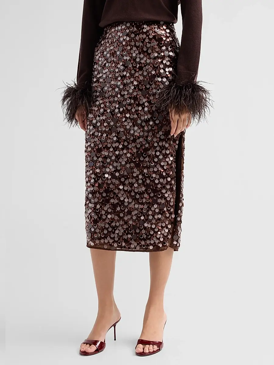 Milly Women's Roxanne Paillette Midi Skirt | Thumbnail 4 Milly Women's Roxanne Paillette Midi Skirt | Thumbnail 4