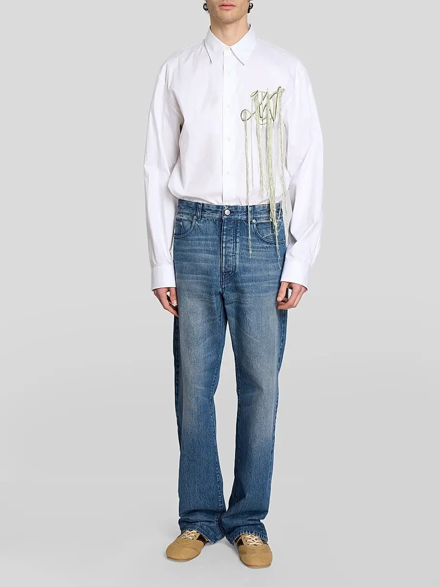 Dries Van Noten Men's Caper Embellished Cotton Poplin Shirt | Thumbnail 2 Dries Van Noten Men's Caper Embellished Cotton Poplin Shirt | Thumbnail 2