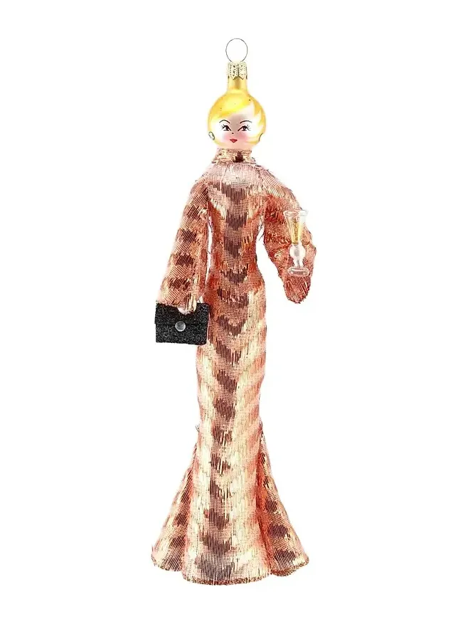 De Carlini Soffieria Fashionista In High Neck Gown Glass Ornament