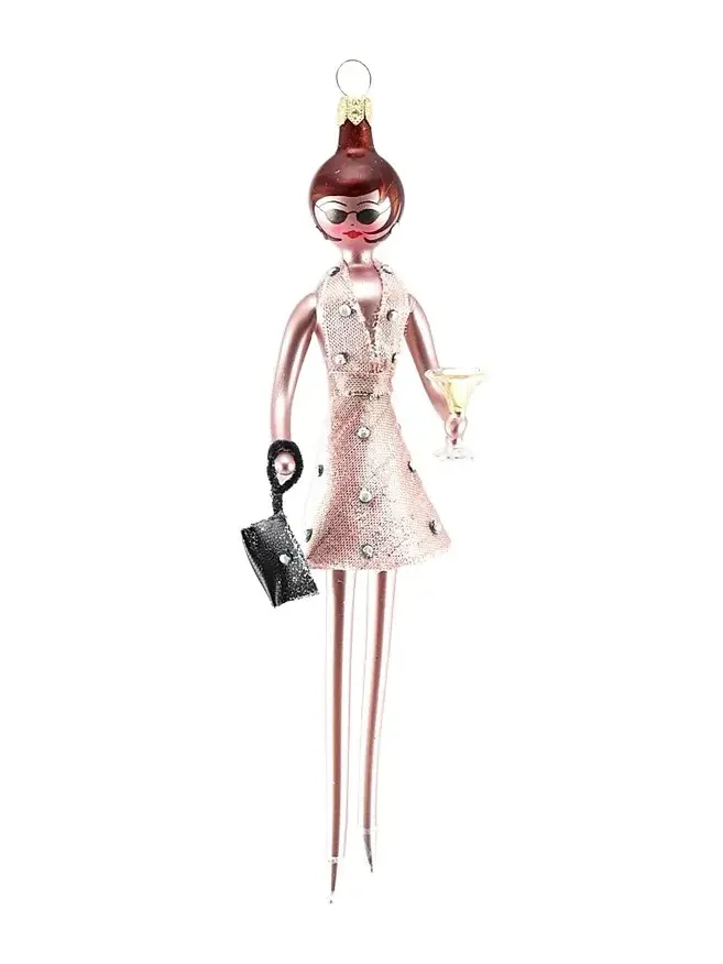 De Carlini Soffieria Fashionista In Mini Dress Glass Ornament