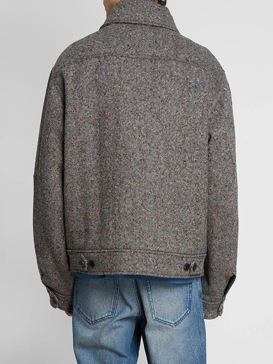 Dries Van Noten Men's Tweed Wool Zip-Front Jacket | Thumbnail 3 Dries Van Noten Men's Tweed Wool Zip-Front Jacket | Thumbnail 3