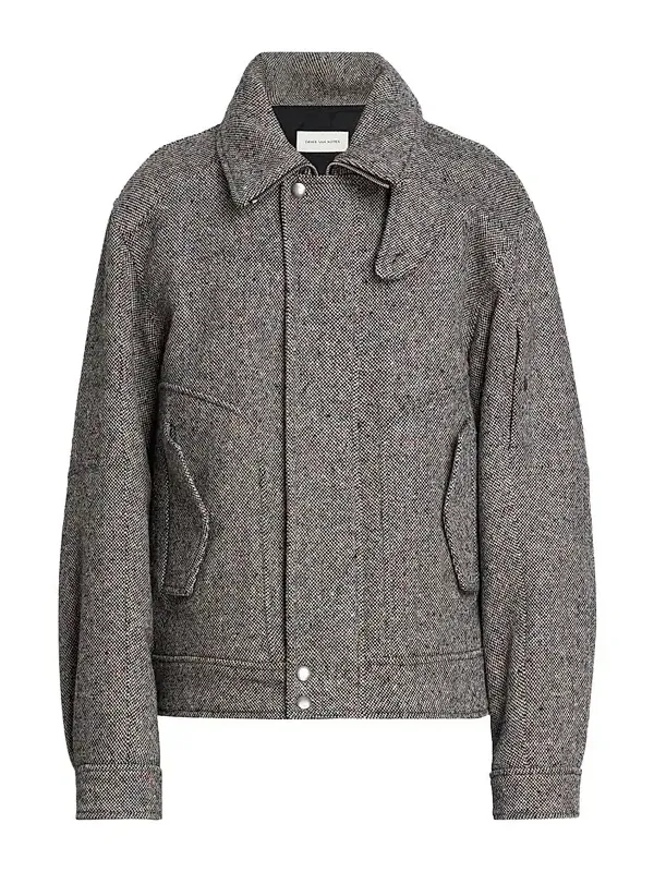 Men's Tweed Wool Zip-Front Jacket Men's Tweed Wool Zip-Front Jacket