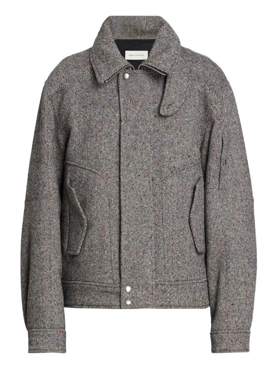 Men's Tweed Wool Zip-Front Jacket Men's Tweed Wool Zip-Front Jacket
