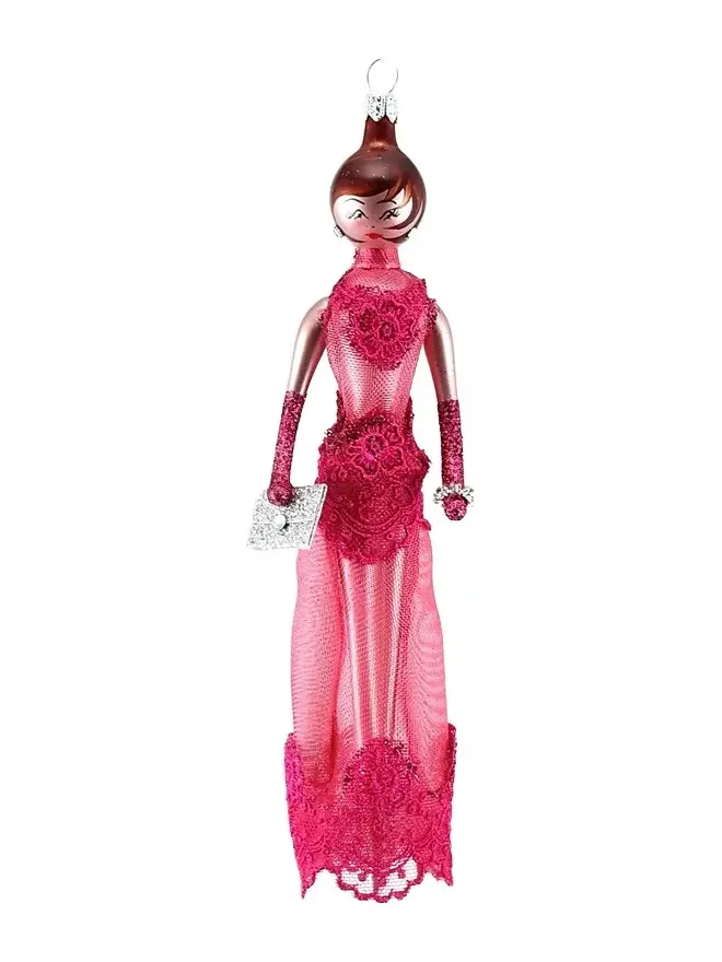 De Carlini Soffieria Fashionista In Lace Gown Glass Ornament