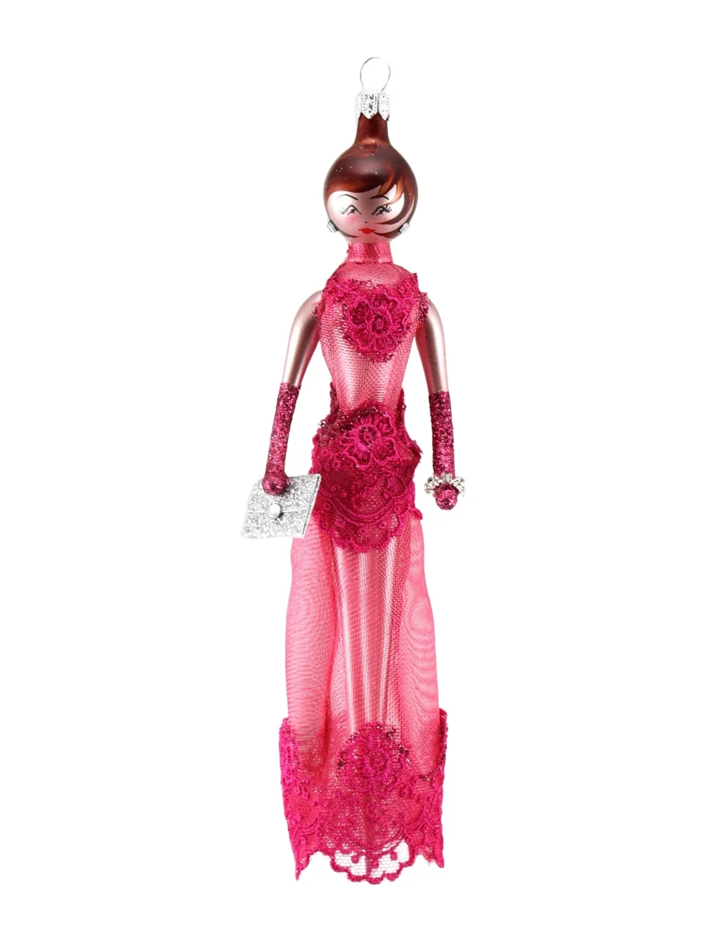 De Carlini Soffieria Fashionista In Lace Gown Glass Ornament