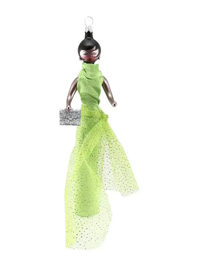De Carlini Soffieria Fashionista In Gown Glass Ornament