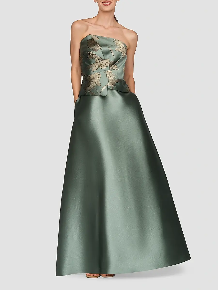 Kay Unger Women's Sheryl Mikado Floral A-Line Gown | Thumbnail 2 Kay Unger Women's Sheryl Mikado Floral A-Line Gown | Thumbnail 2
