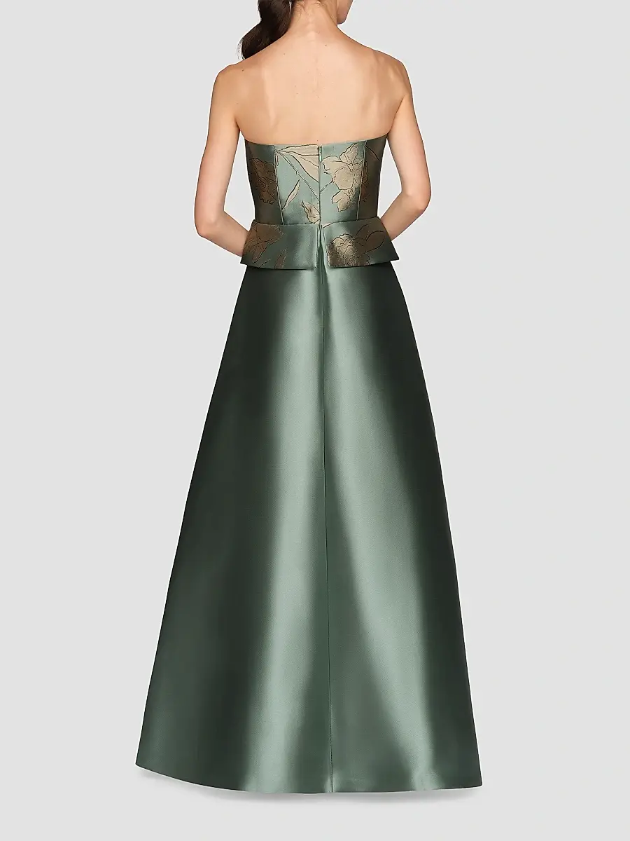 Kay Unger Women's Sheryl Mikado Floral A-Line Gown | Thumbnail 3 Kay Unger Women's Sheryl Mikado Floral A-Line Gown | Thumbnail 3