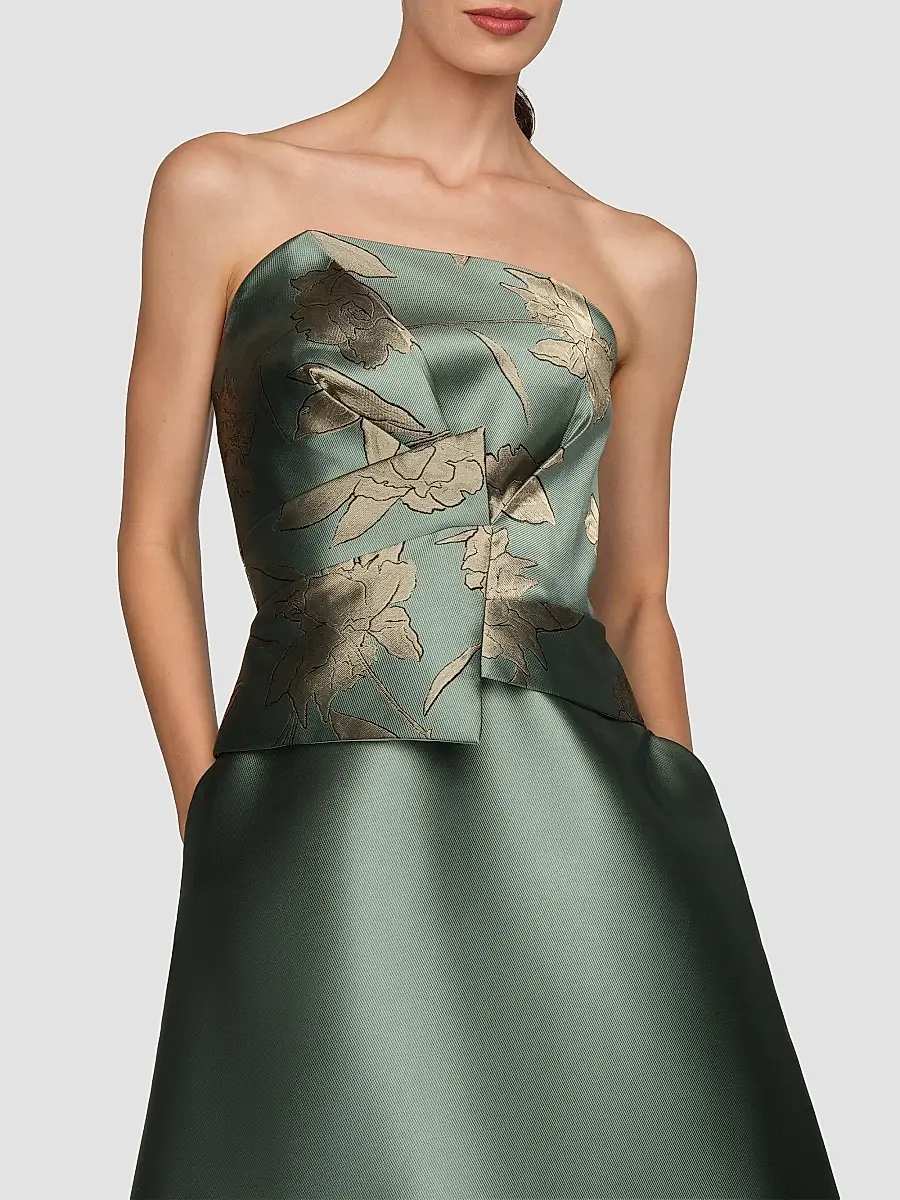 Kay Unger Women's Sheryl Mikado Floral A-Line Gown | Thumbnail 4 Kay Unger Women's Sheryl Mikado Floral A-Line Gown | Thumbnail 4