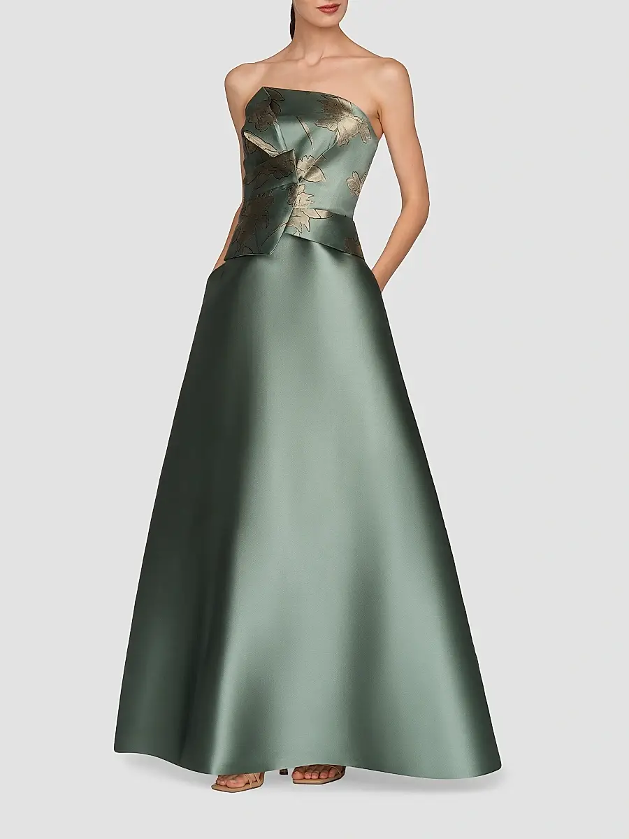 Kay Unger Women's Sheryl Mikado Floral A-Line Gown | Thumbnail 5 Kay Unger Women's Sheryl Mikado Floral A-Line Gown | Thumbnail 5