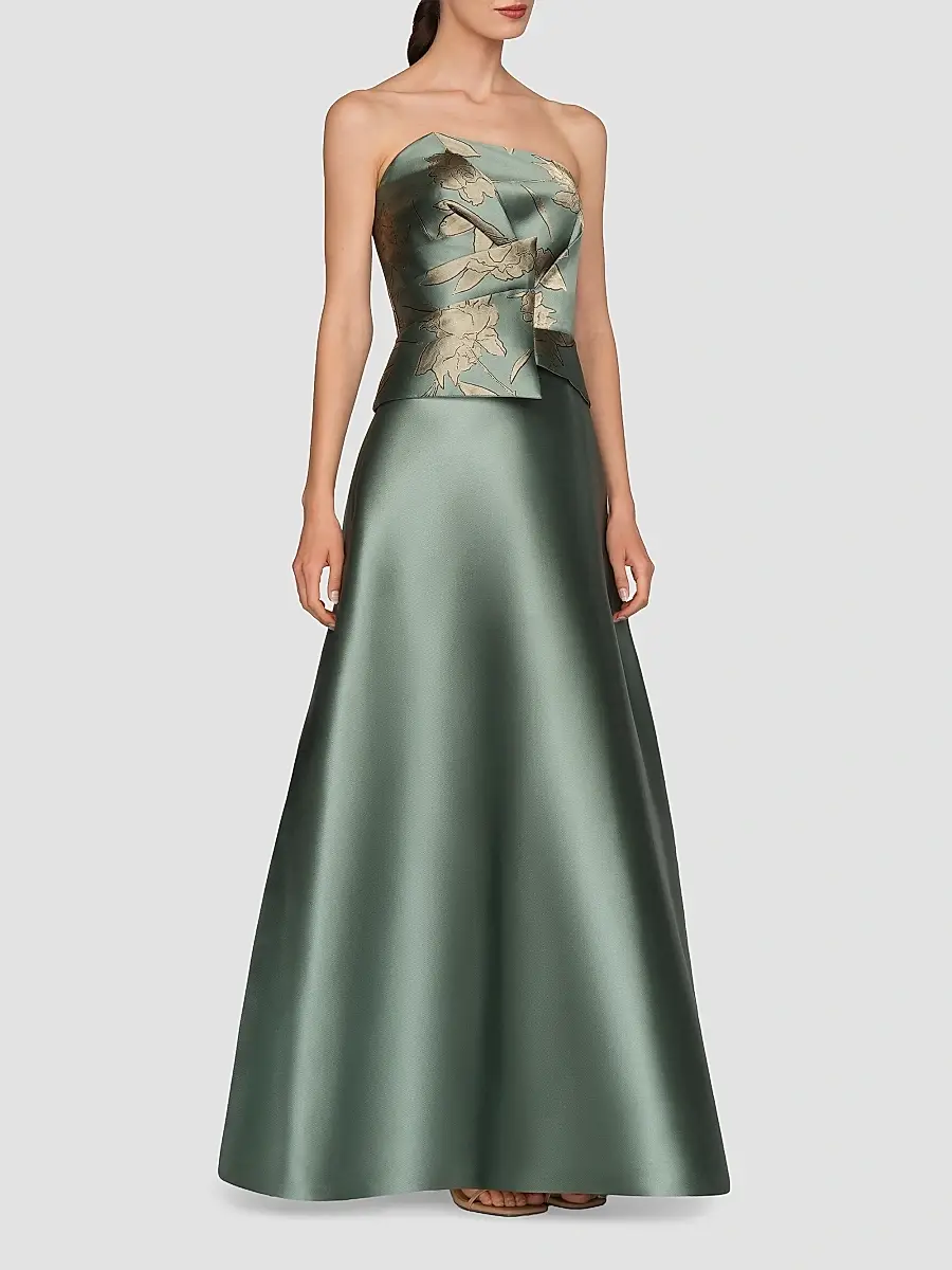 Kay Unger Women's Sheryl Mikado Floral A-Line Gown | Thumbnail 6 Kay Unger Women's Sheryl Mikado Floral A-Line Gown | Thumbnail 6