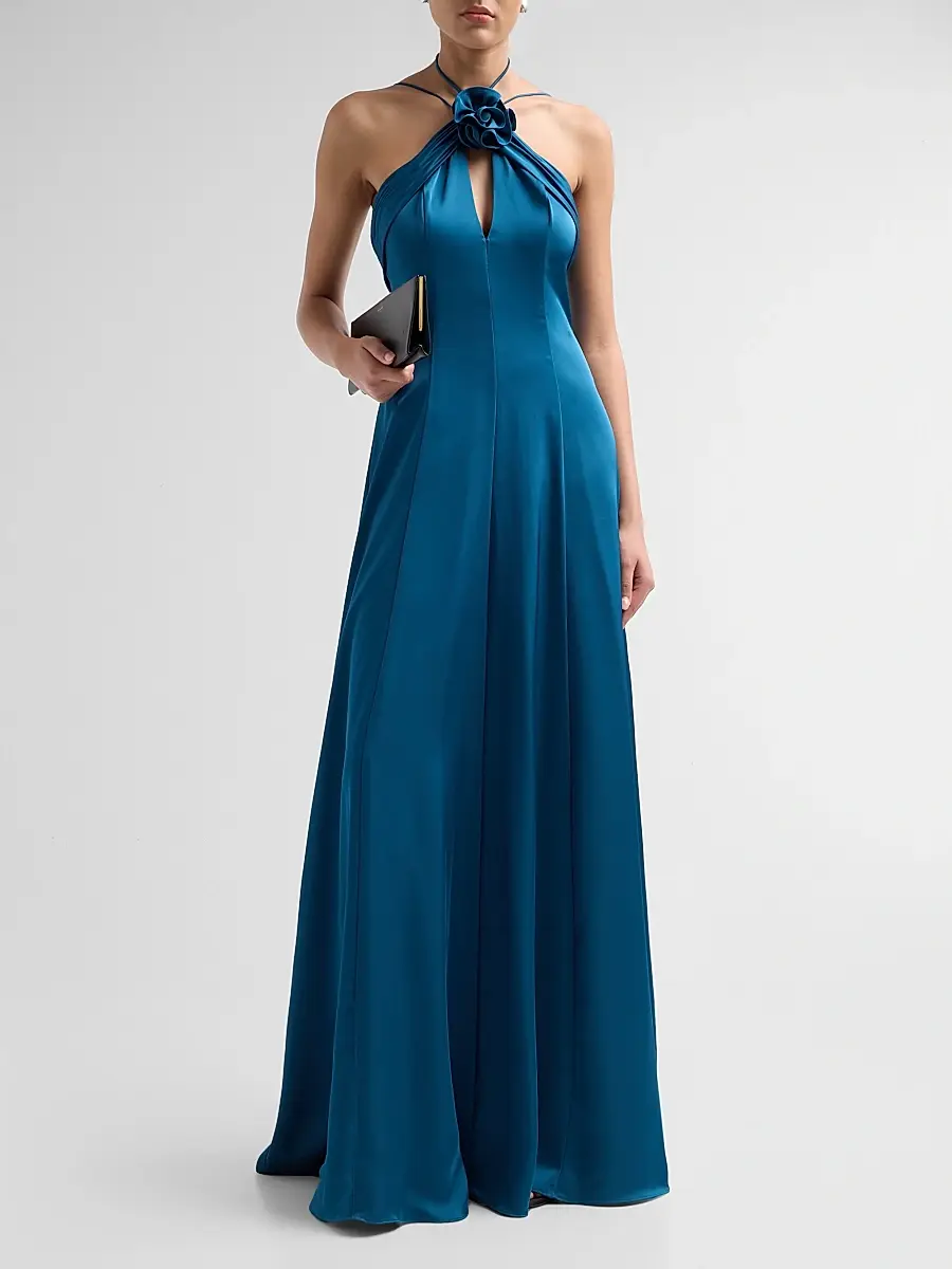 Amur Women's Julia Halterneck A-Line Gown | Thumbnail 2 Amur Women's Julia Halterneck A-Line Gown | Thumbnail 2