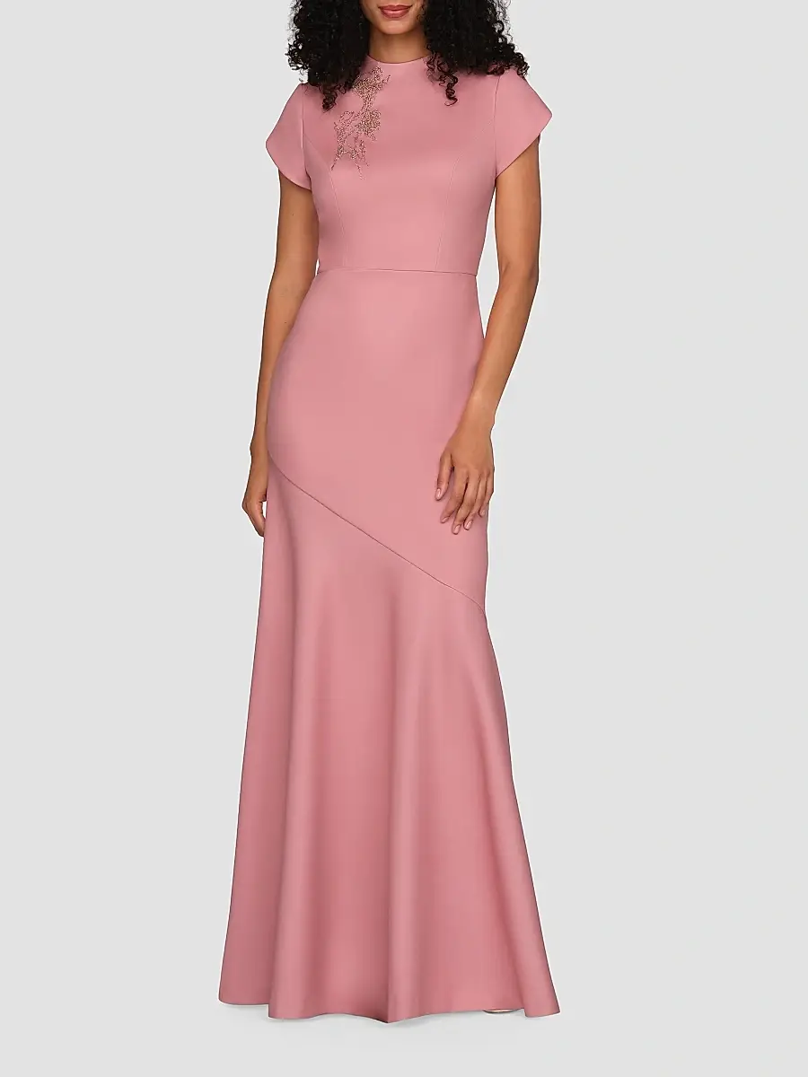 Kay Unger Women's Morrigan Beaded Crepe A-Line Gown | Thumbnail 2 Kay Unger Women's Morrigan Beaded Crepe A-Line Gown | Thumbnail 2
