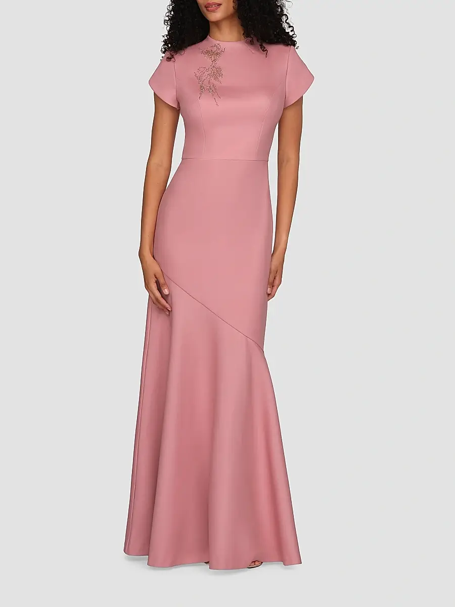 Kay Unger Women's Morrigan Beaded Crepe A-Line Gown | Thumbnail 4 Kay Unger Women's Morrigan Beaded Crepe A-Line Gown | Thumbnail 4