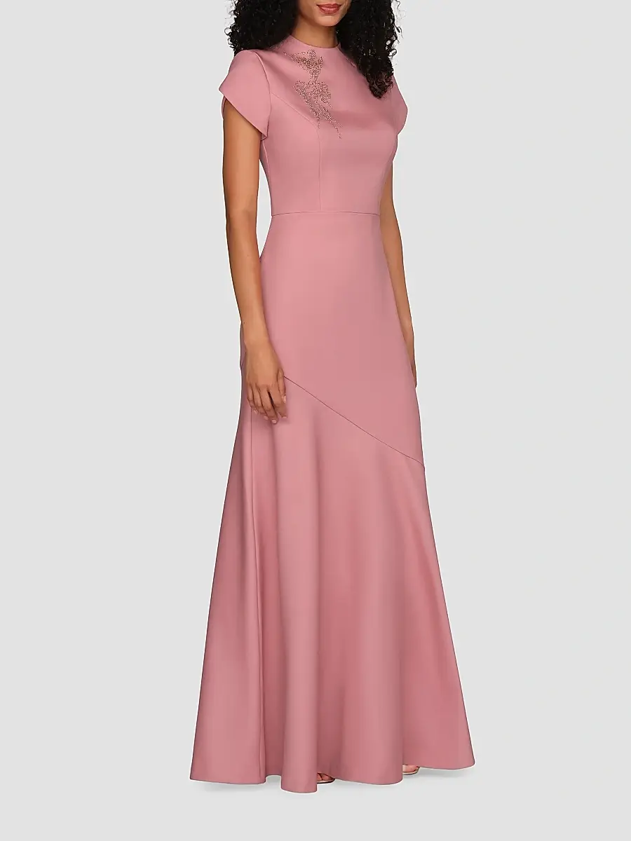 Kay Unger Women's Morrigan Beaded Crepe A-Line Gown | Thumbnail 6 Kay Unger Women's Morrigan Beaded Crepe A-Line Gown | Thumbnail 6