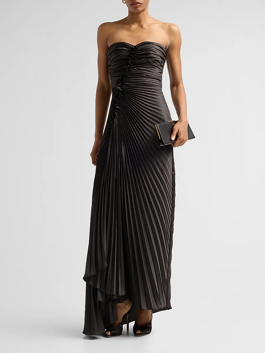 Amur Women's Alexandra Ruched Pleated Strapless Gown | Thumbnail 2 Amur Women's Alexandra Ruched Pleated Strapless Gown | Thumbnail 2