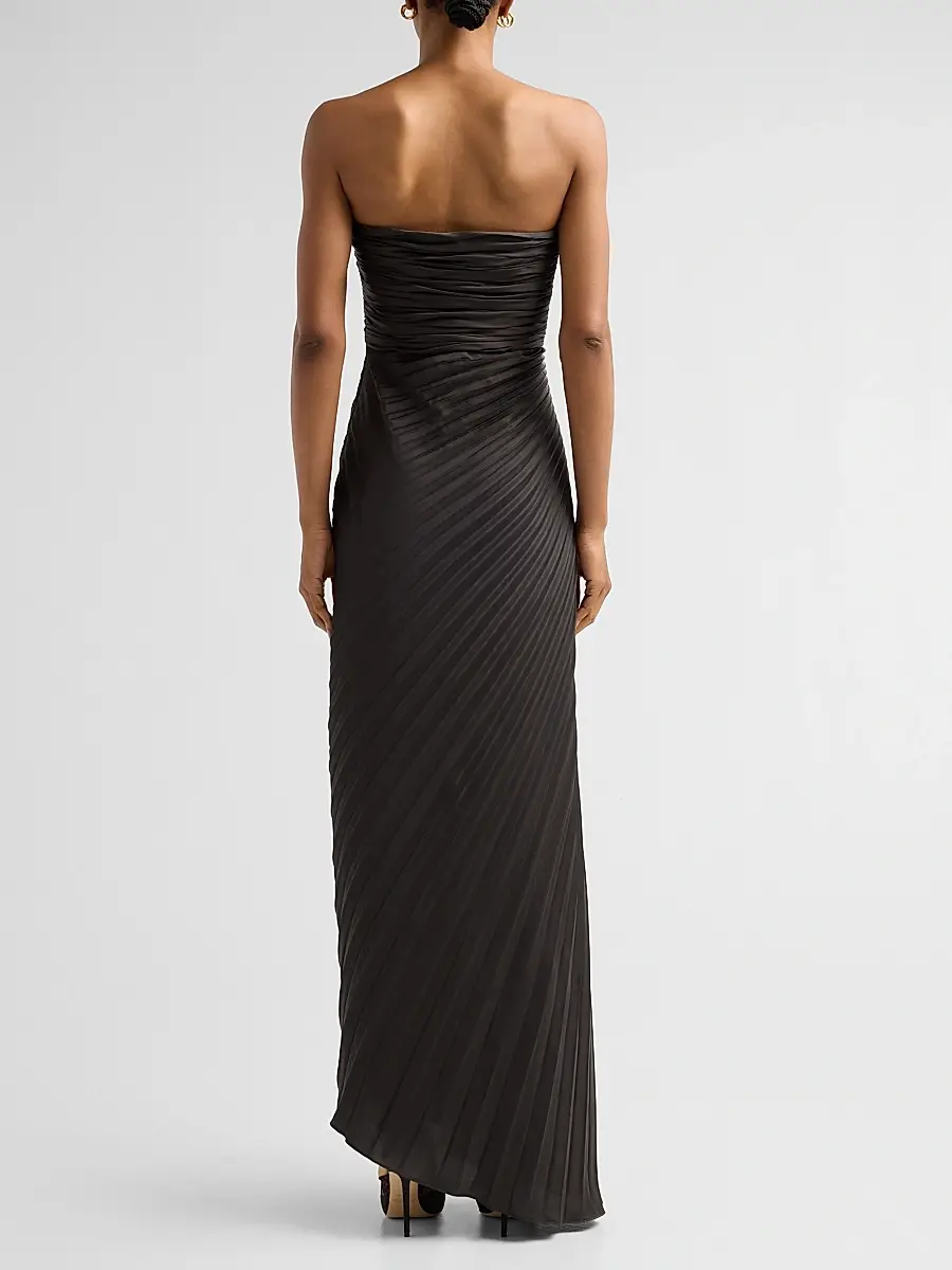 Amur Women's Alexandra Ruched Pleated Strapless Gown | Thumbnail 3 Amur Women's Alexandra Ruched Pleated Strapless Gown | Thumbnail 3