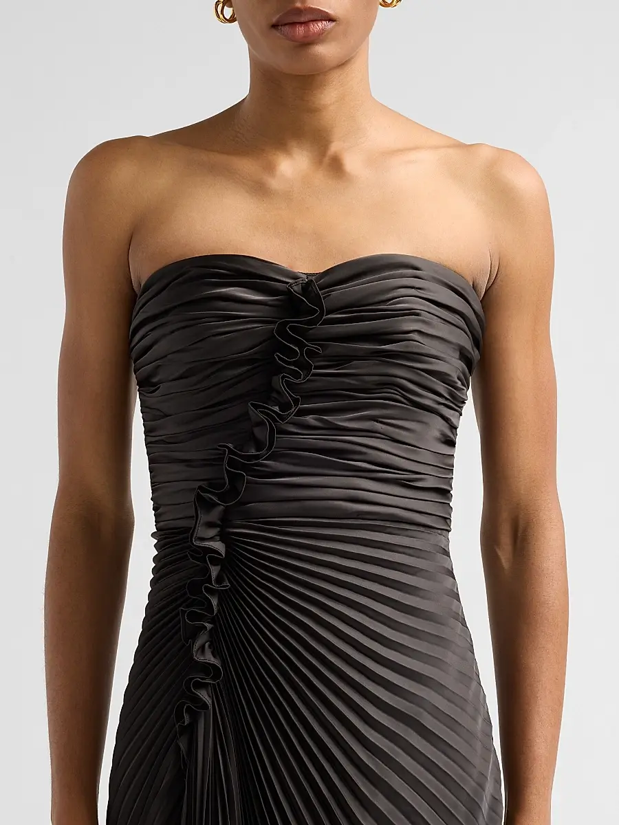 Amur Women's Alexandra Ruched Pleated Strapless Gown | Thumbnail 5 Amur Women's Alexandra Ruched Pleated Strapless Gown | Thumbnail 5