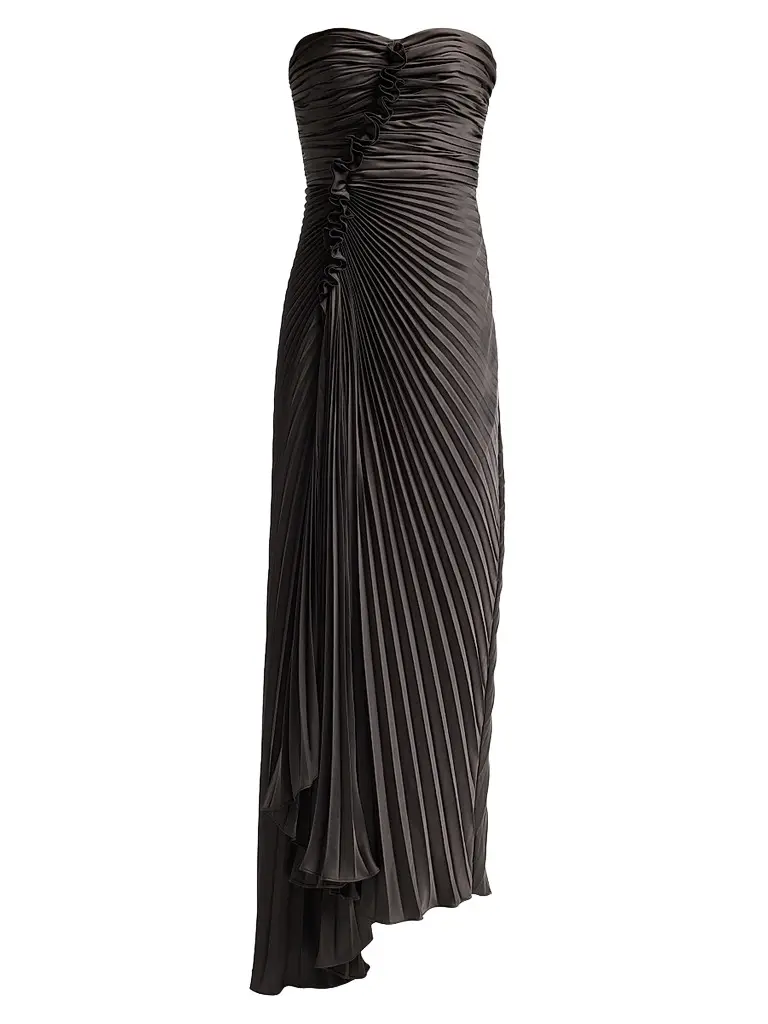 Amur Women's Alexandra Ruched Pleated Strapless Gown
