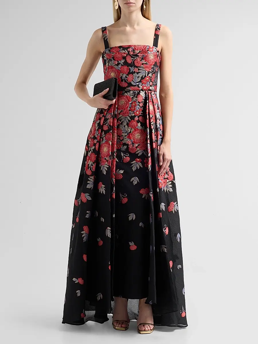 THEIA Women's Ginevra Floral Jacquard Gown | Thumbnail 2 THEIA Women's Ginevra Floral Jacquard Gown | Thumbnail 2