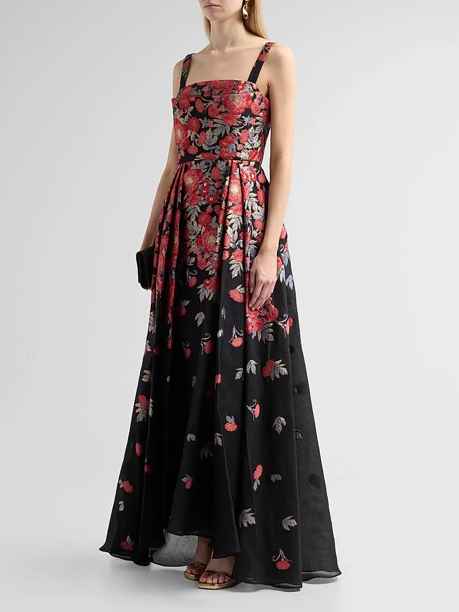 THEIA Women's Ginevra Floral Jacquard Gown | Thumbnail 4 THEIA Women's Ginevra Floral Jacquard Gown | Thumbnail 4