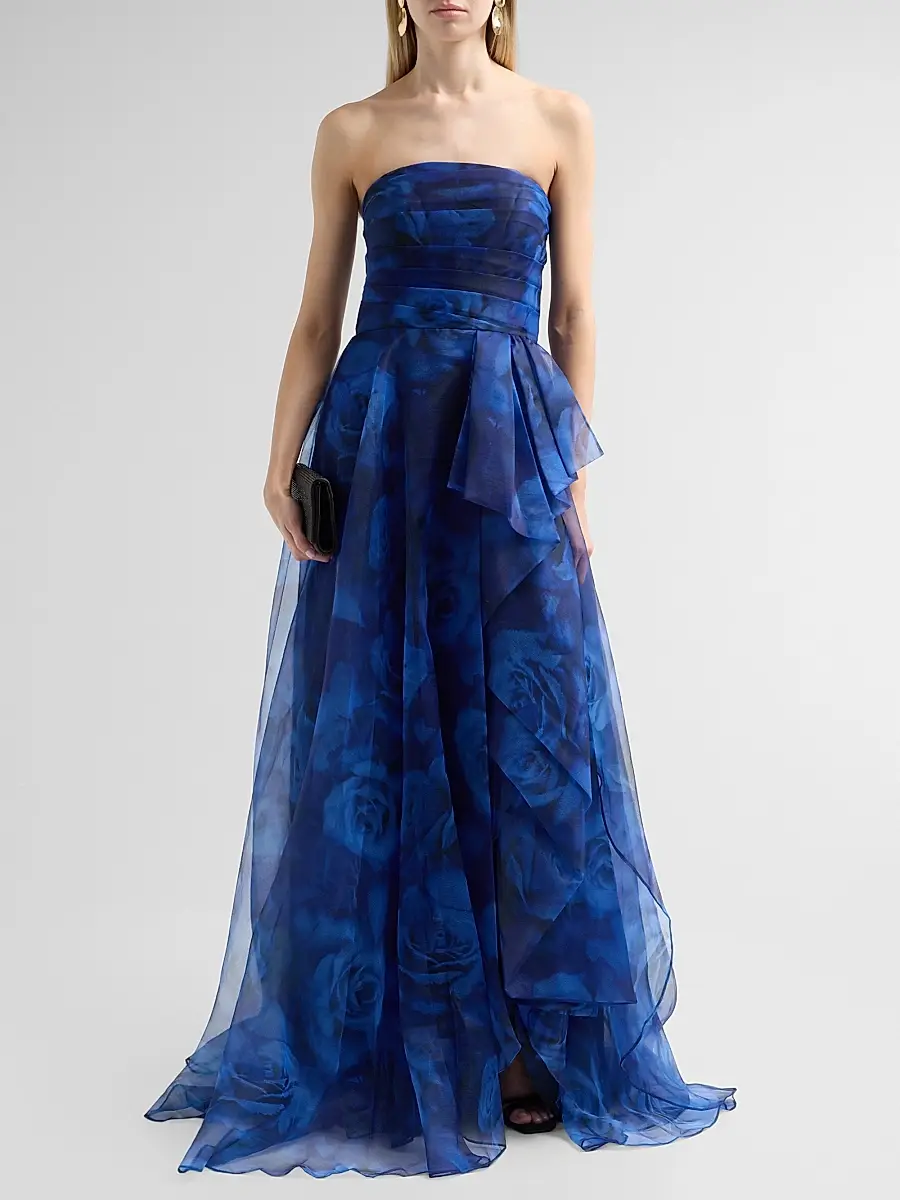 THEIA Women's Fahreta Floral Organza Strapless Gown | Thumbnail 2 THEIA Women's Fahreta Floral Organza Strapless Gown | Thumbnail 2