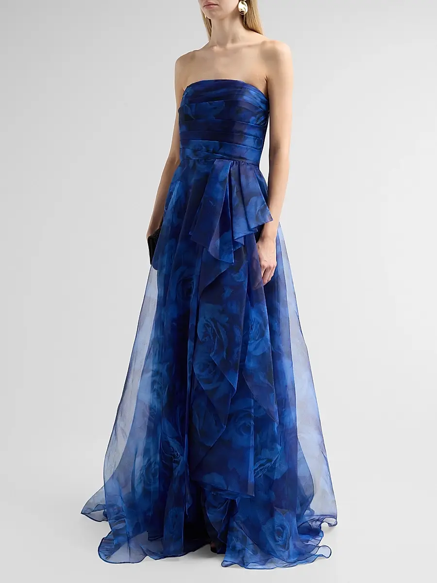 THEIA Women's Fahreta Floral Organza Strapless Gown | Thumbnail 4 THEIA Women's Fahreta Floral Organza Strapless Gown | Thumbnail 4