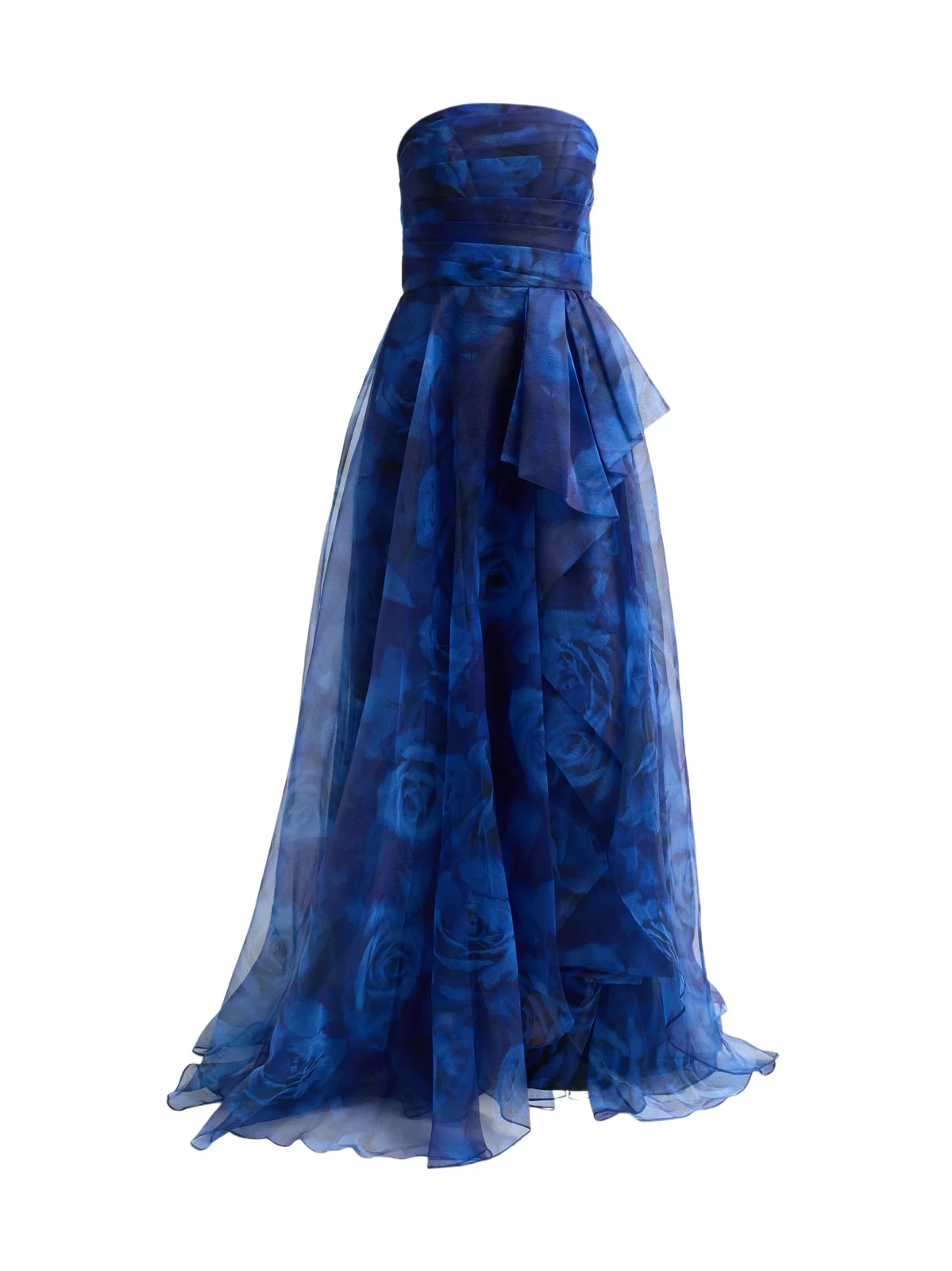 THEIA Women's Fahreta Floral Organza Strapless Gown