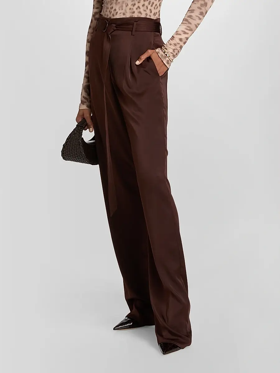Lapointe Women's Lightweight Satin High-Rise Belted Pants | Thumbnail 4 Lapointe Women's Lightweight Satin High-Rise Belted Pants | Thumbnail 4