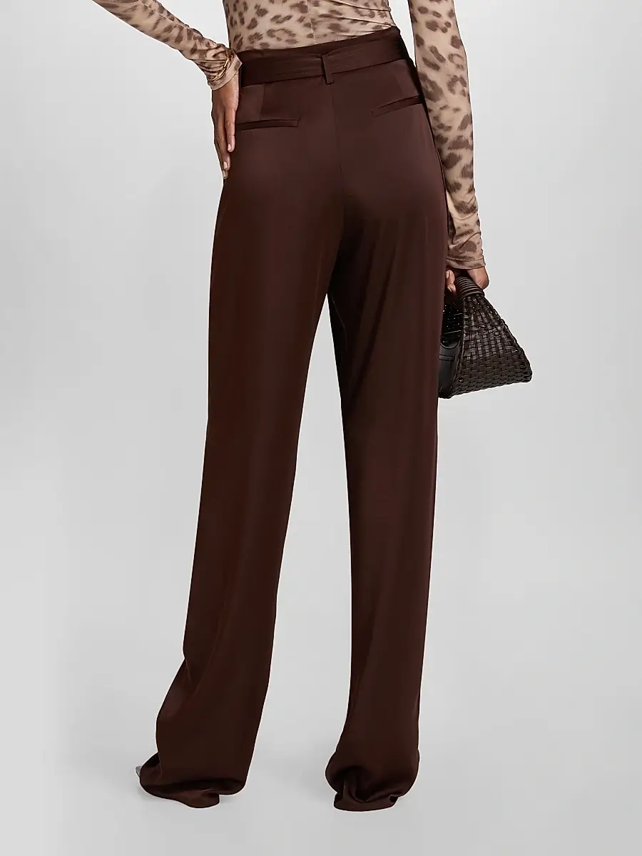 Lapointe Women's Lightweight Satin High-Rise Belted Pants | Thumbnail 5 Lapointe Women's Lightweight Satin High-Rise Belted Pants | Thumbnail 5