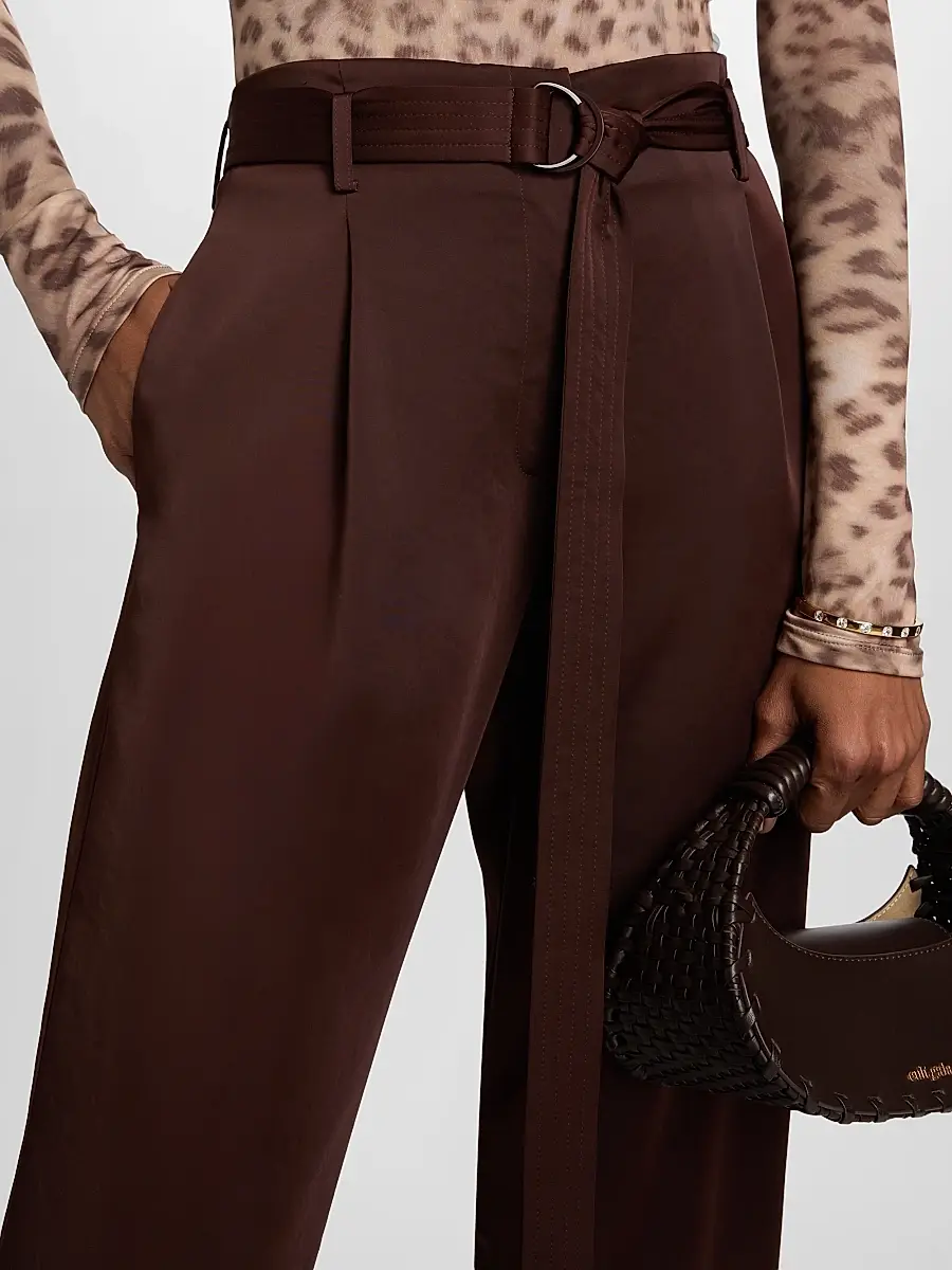 Lapointe Women's Lightweight Satin High-Rise Belted Pants | Thumbnail 6 Lapointe Women's Lightweight Satin High-Rise Belted Pants | Thumbnail 6
