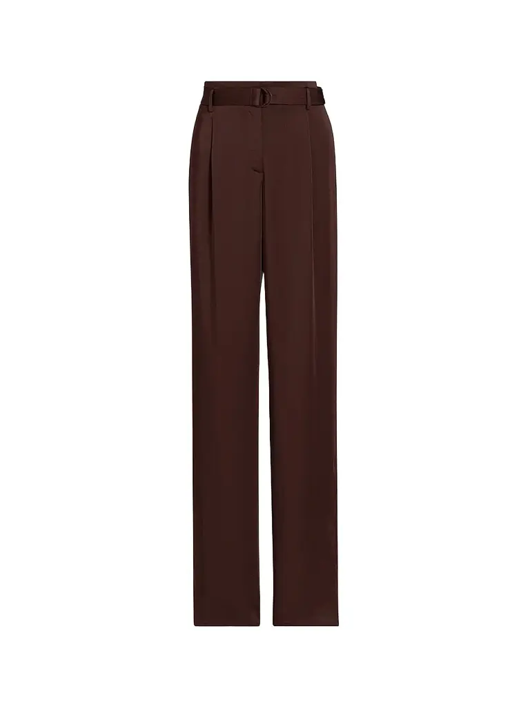 Lapointe Women's Lightweight Satin High-Rise Belted Pants