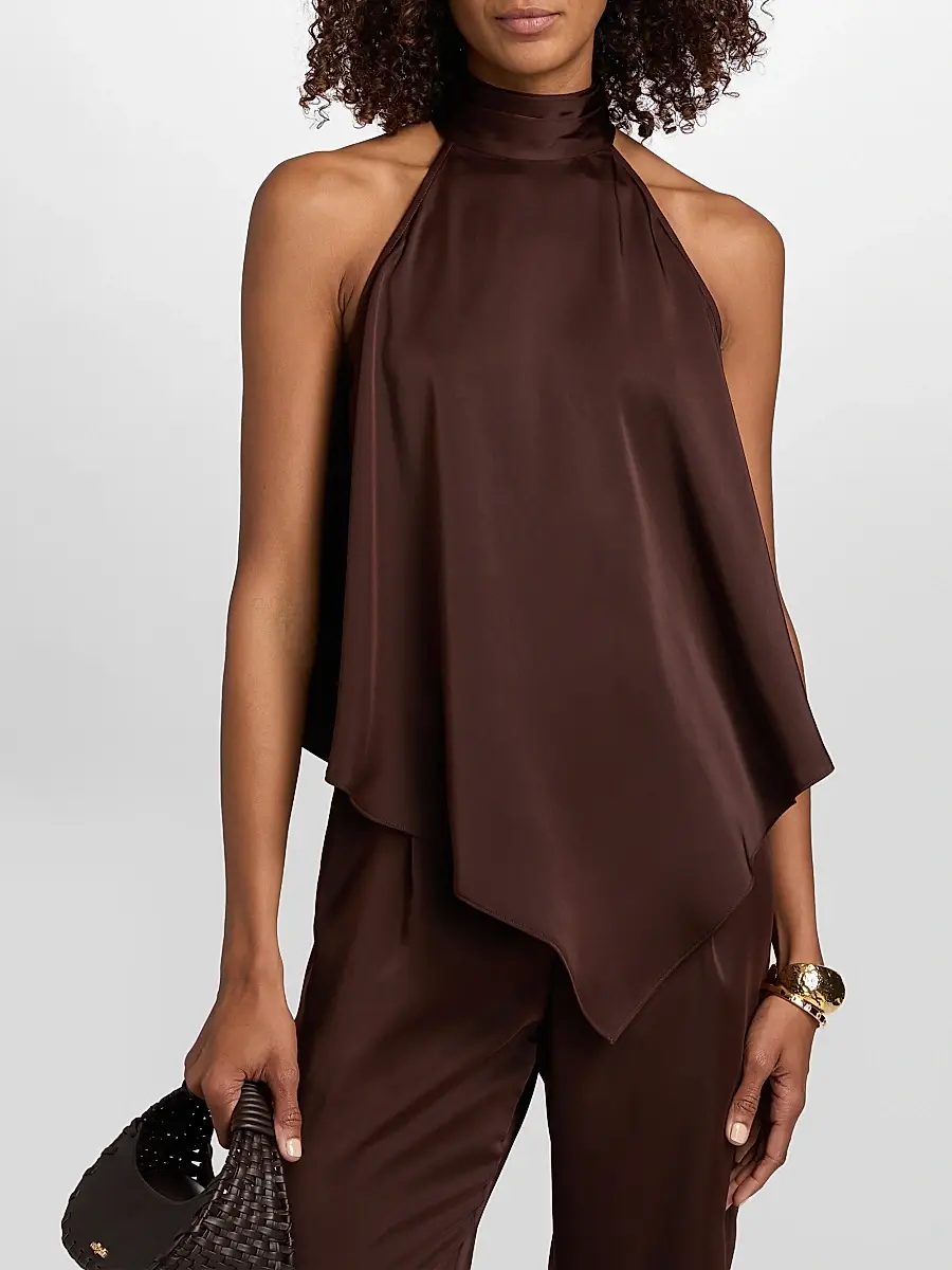Lapointe Women's Lightweight Satin Handkerchief Top | Thumbnail 3 Lapointe Women's Lightweight Satin Handkerchief Top | Thumbnail 3