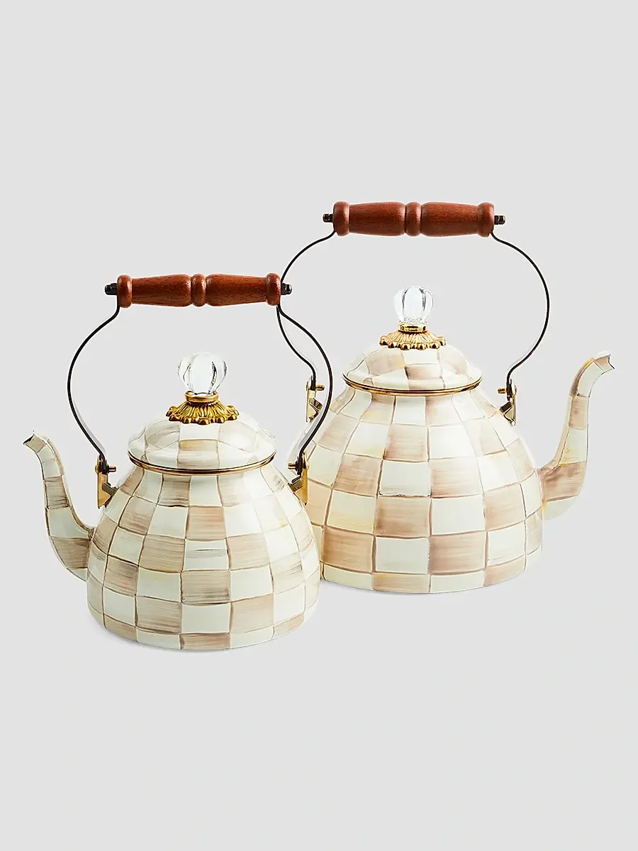 MacKenzie-Childs Mocha Check Tea Kettle | Thumbnail 3