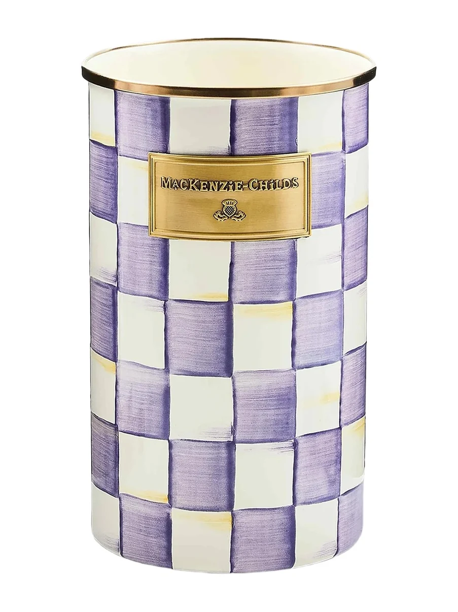 MacKenzie-Childs Violet Check Utensil Holder