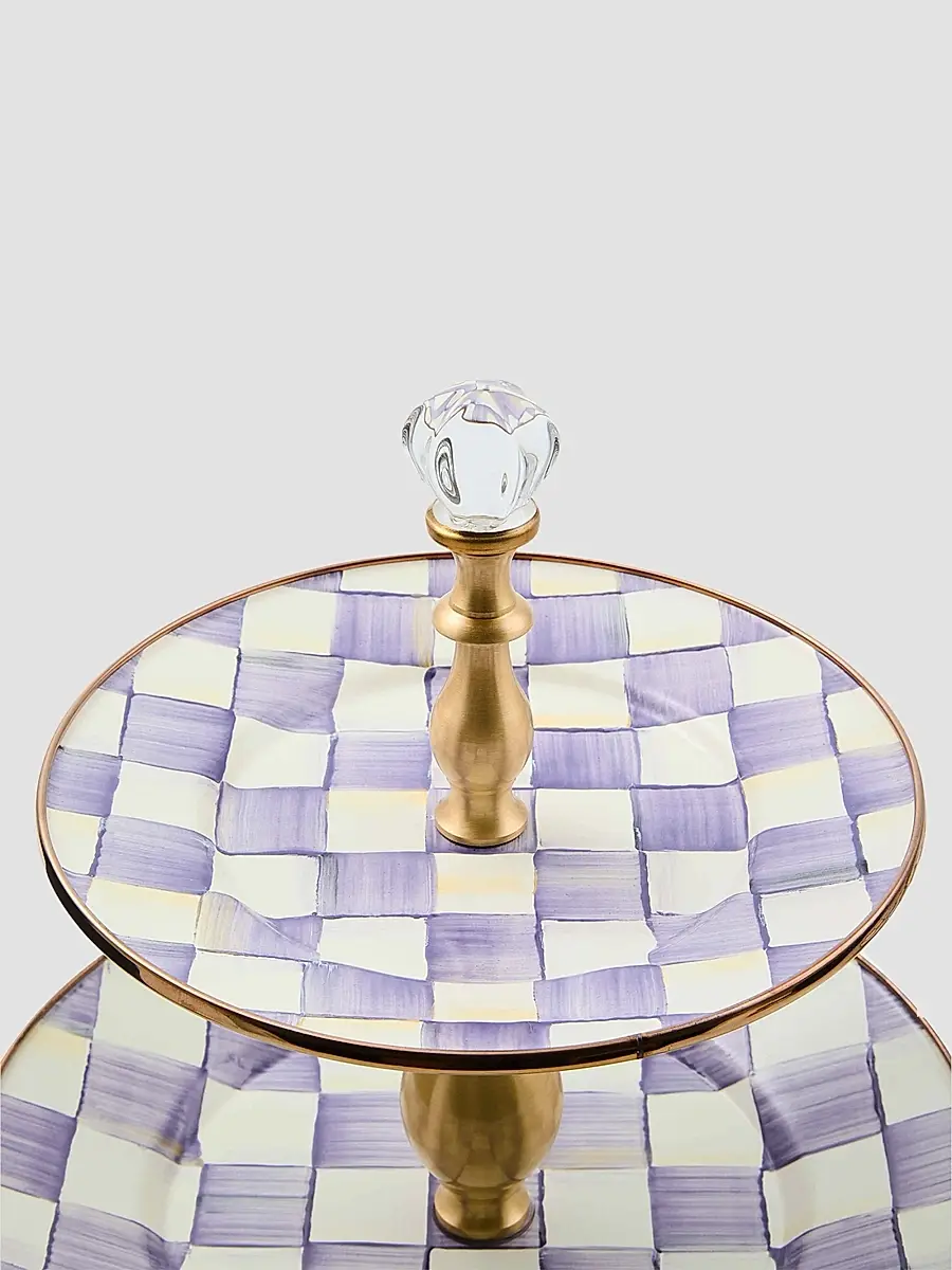 MacKenzie-Childs Violet Check 2-Tier Sweet Stand | Thumbnail 2 MacKenzie-Childs Violet Check 2-Tier Sweet Stand | Thumbnail 2