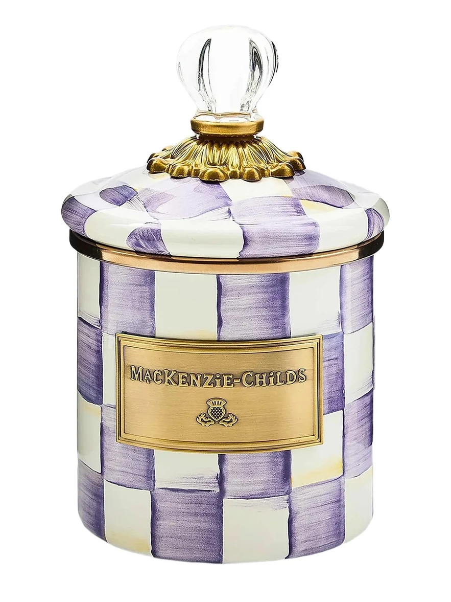 MacKenzie-Childs Violet Check Demi Canister