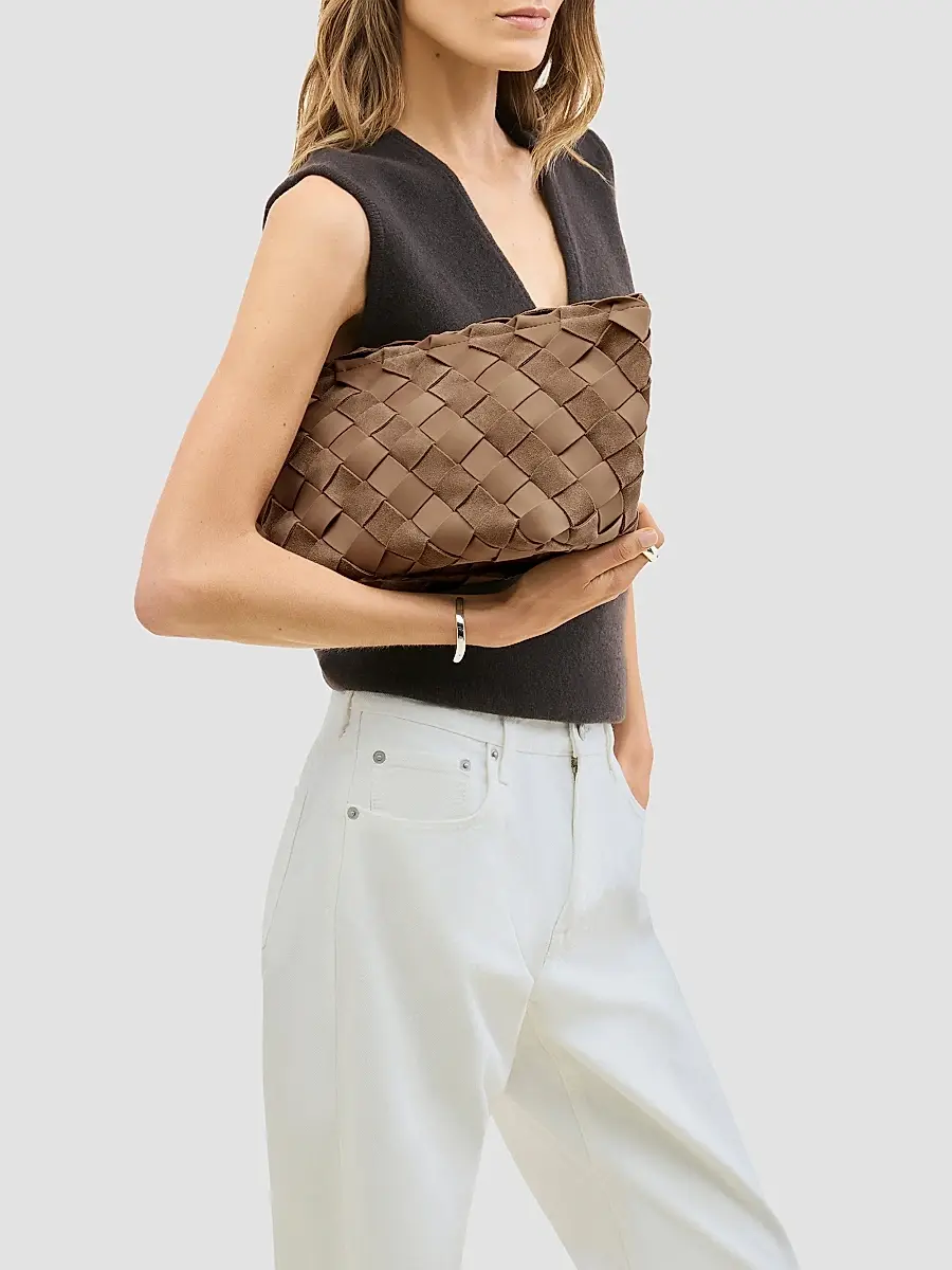 Naghedi Women's Gigi Large Striped Suede Clutch Bag | Thumbnail 3