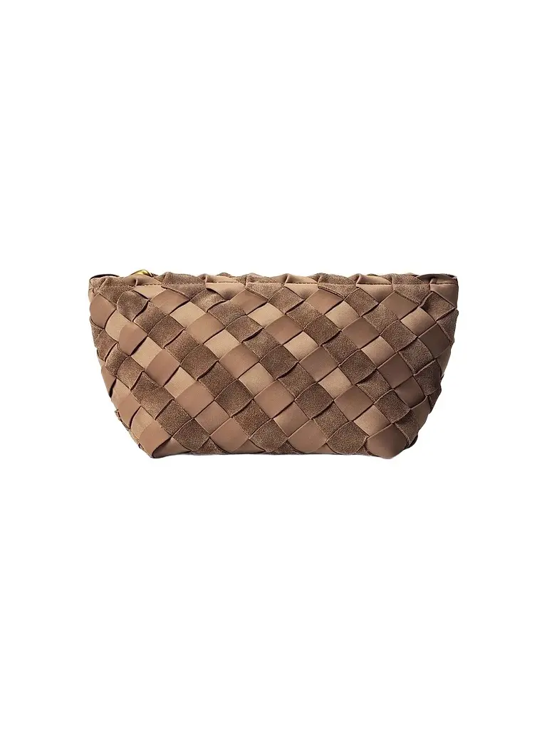 Naghedi Women's Gigi Large Striped Suede Clutch Bag