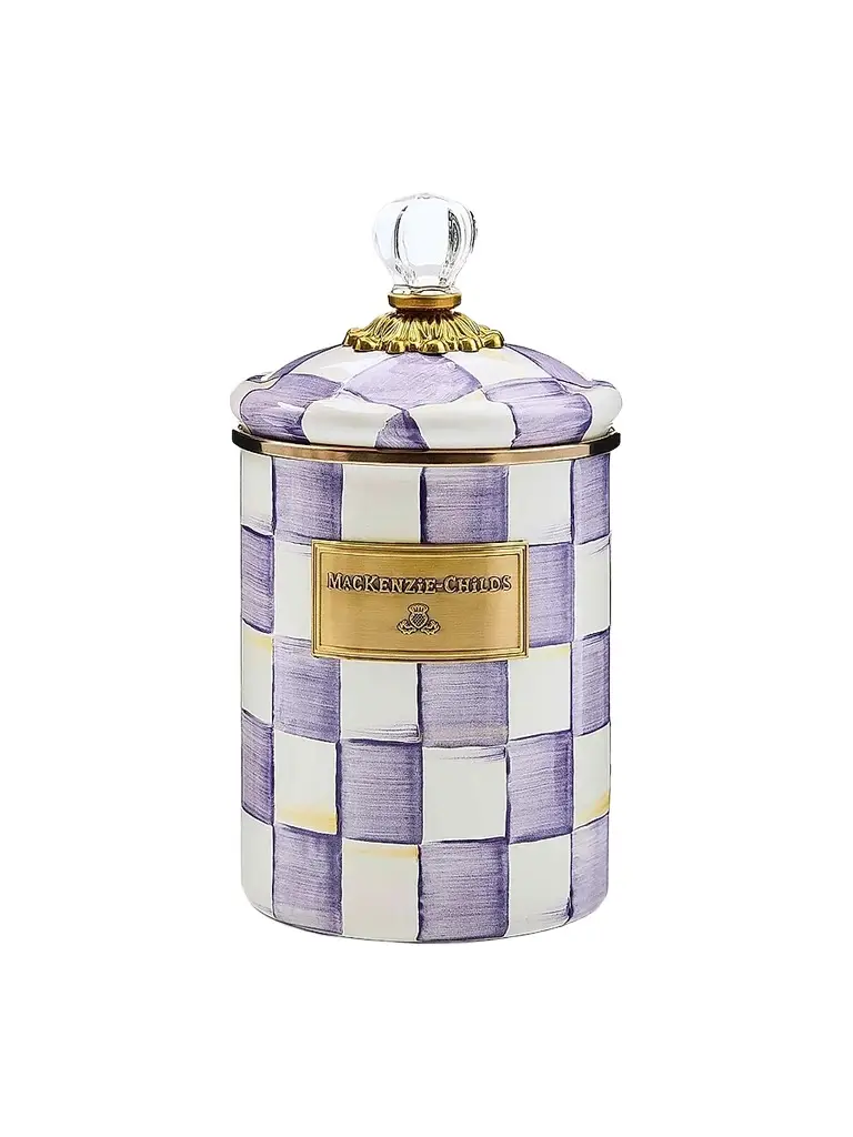 MacKenzie-Childs Violet Check Medium Canister