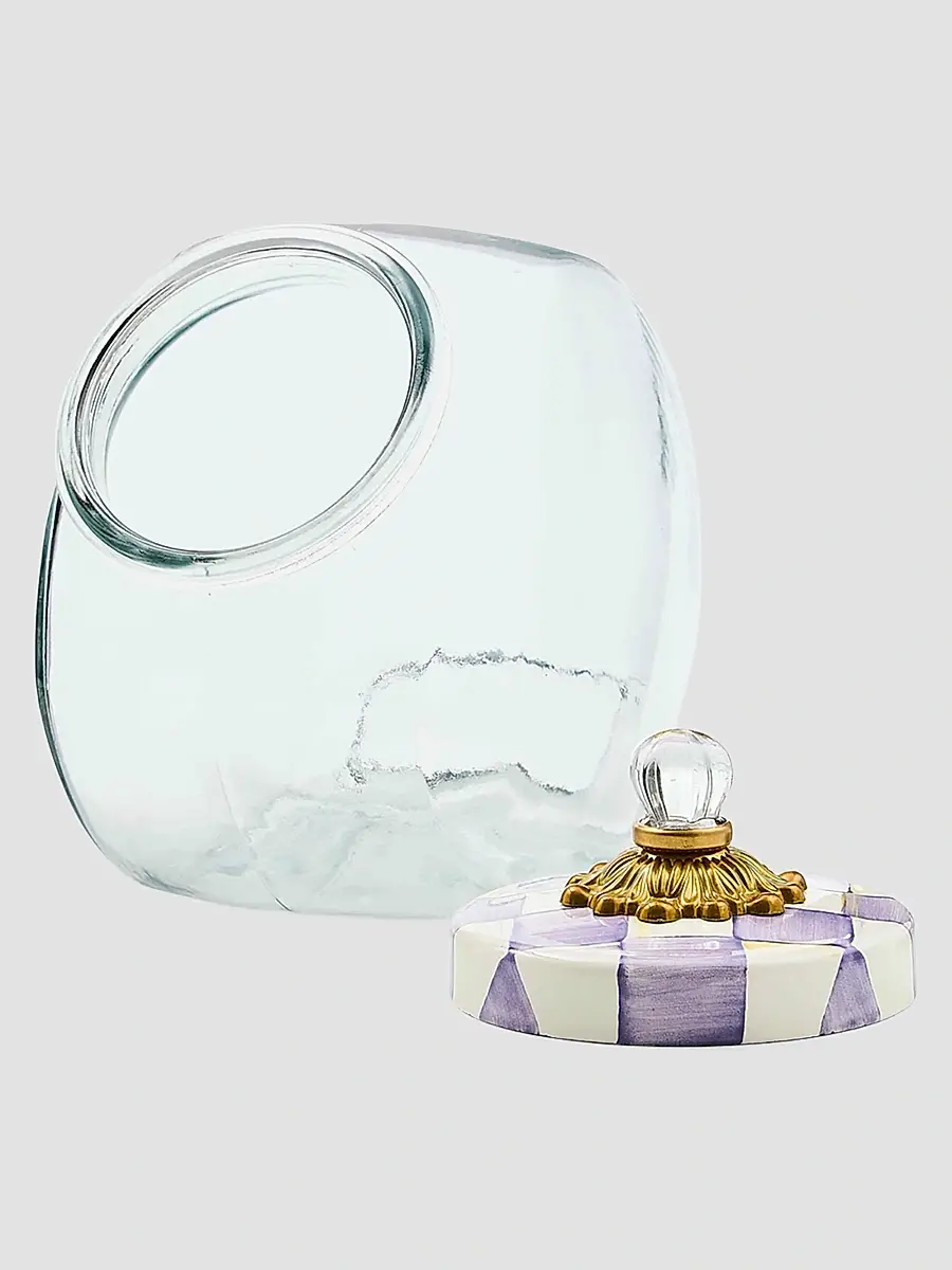 MacKenzie-Childs Violet Check Lid Cookie Jar | Thumbnail 2