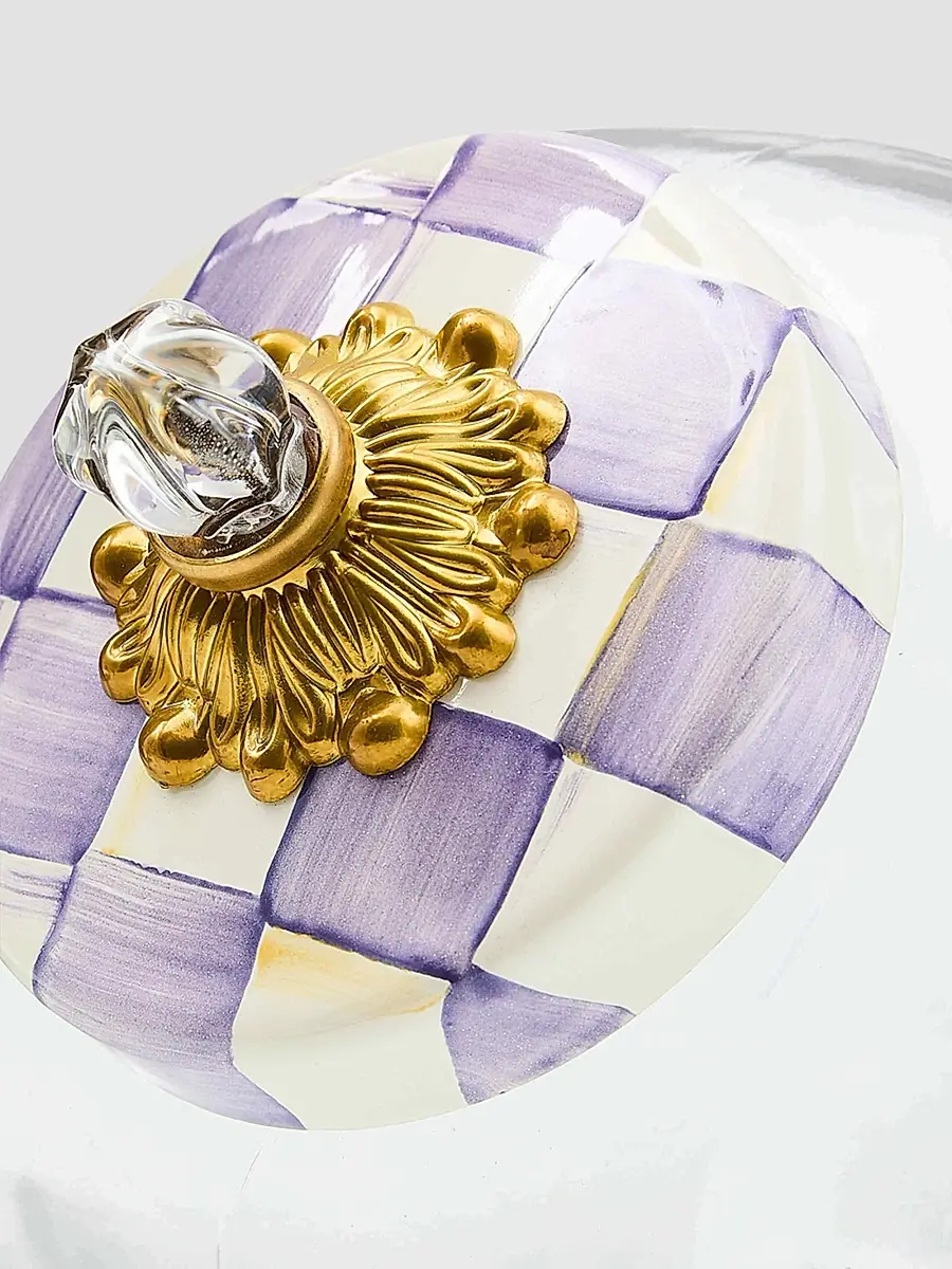 MacKenzie-Childs Violet Check Lid Cookie Jar | Thumbnail 3