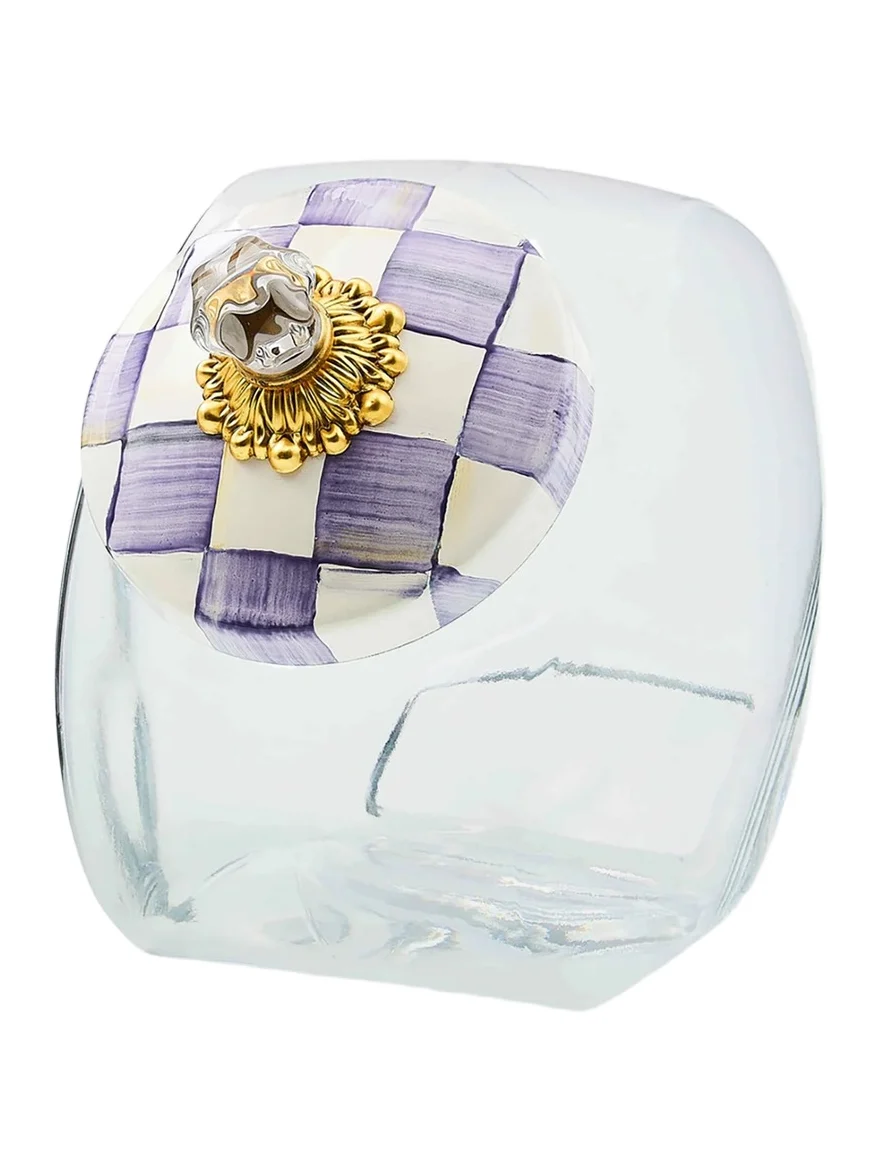 MacKenzie-Childs Violet Check Sweets Jar